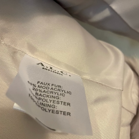 A. L. C Faux Fur Jacket size Large, 2 side pockets. Lavender color brand new - Picture 9 of 10